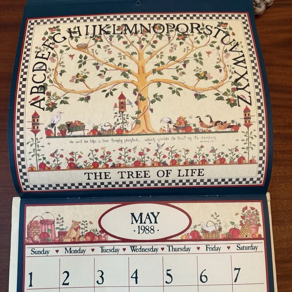 1988 Country Sampler Calendar ‎ – 12x12 – Folk Art Cottagecore Grannycore